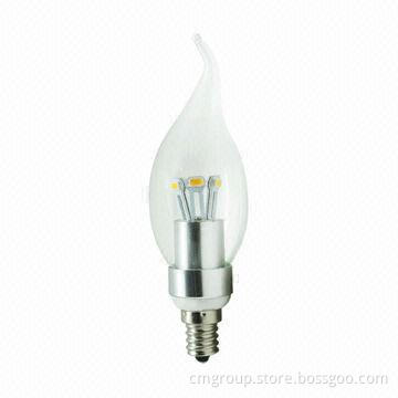 3W LED mini candles, dimmable, 110/120V, 2,300/2,500K, 180-200lm, CE/RoHS